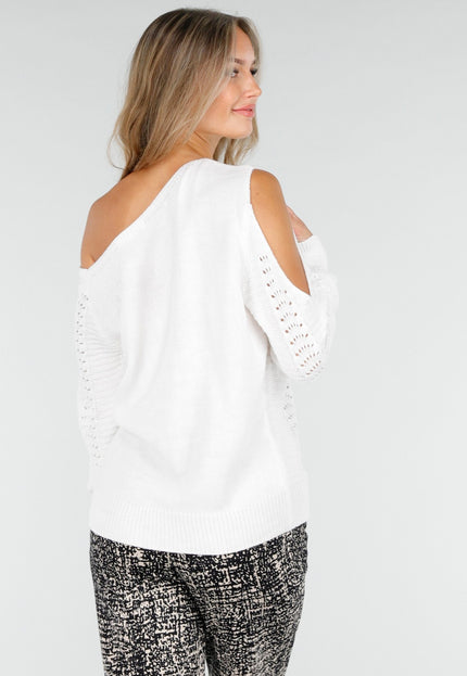 NEW030925 Witte Off Shoulder Stretch Trui