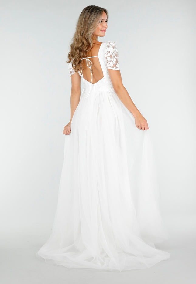 NEW030925 Witte Trouwjurk met Tule