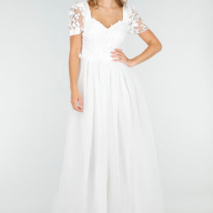 NEW030925 Witte Trouwjurk met Tule