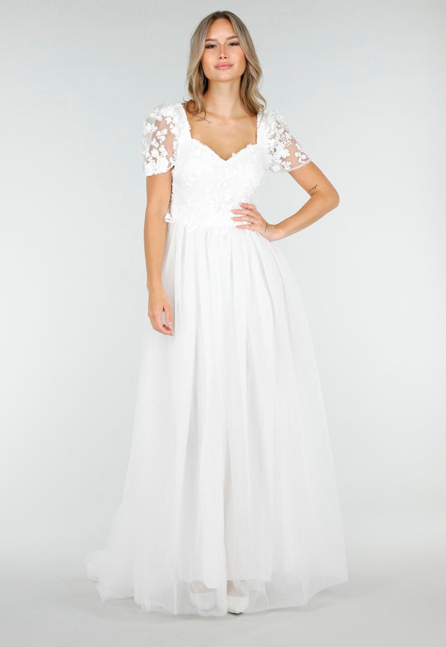 NEW030925 Witte Trouwjurk met Tule