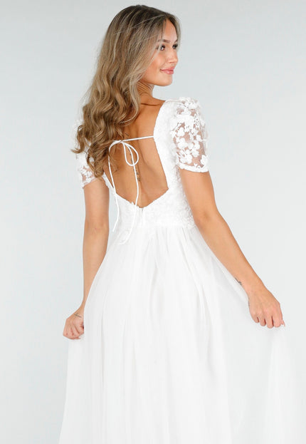 NEW030925 Witte Trouwjurk met Tule