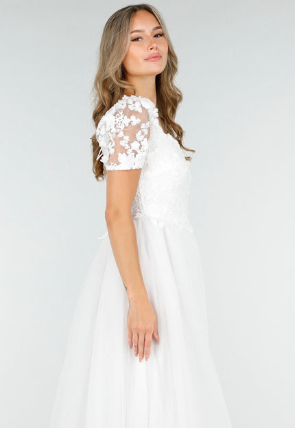 NEW030925 Witte Trouwjurk met Tule