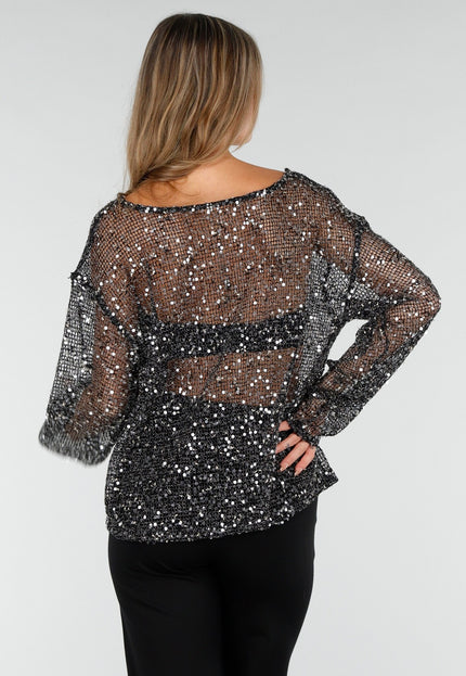 Zilveren Pailletten Top