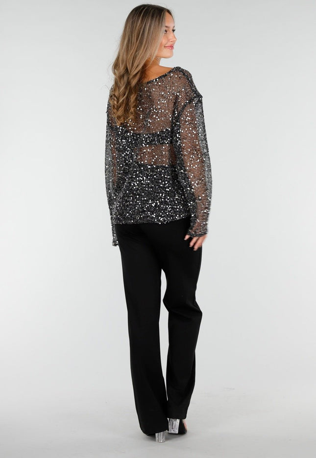 Zilveren Pailletten Top