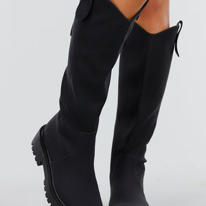 NEW030925 Zwarte Laarzen met Grove Zool