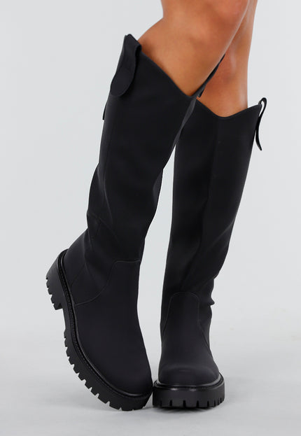 NEW030925 Zwarte Laarzen met Grove Zool