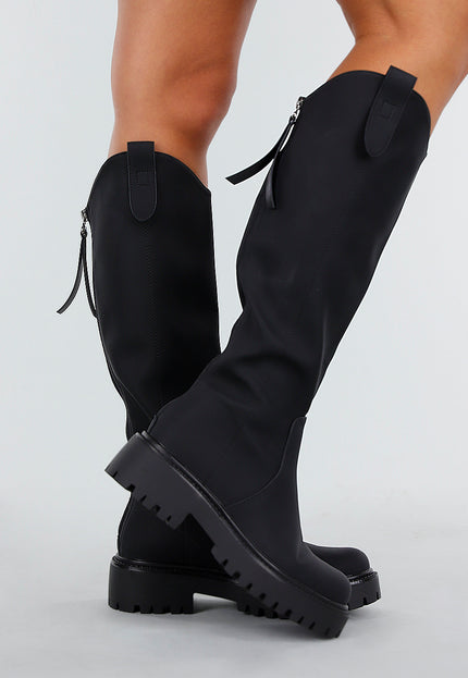 NEW030925 Zwarte Laarzen met Grove Zool