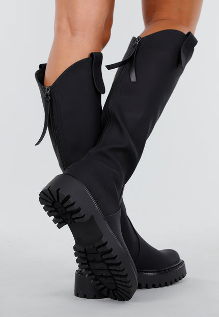 NEW030925 Zwarte Laarzen met Grove Zool
