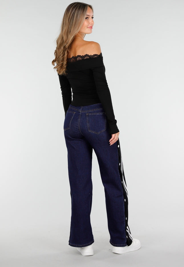 NEW030925 Zwarte Off-Shoulder Top met Kant