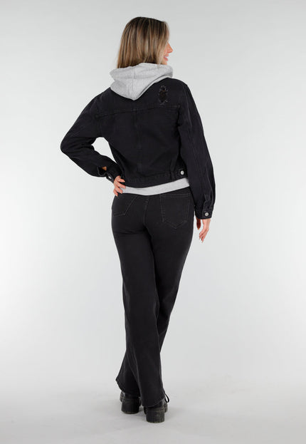 OP=OP.AV.09 Zwarte Spijkerjas met Capuchon