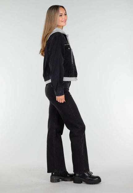 OP=OP.AV.09 Zwarte Spijkerjas met Capuchon