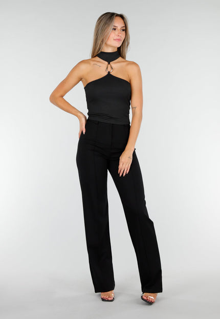 NEW030925 Zwarte Stretch Haltertop