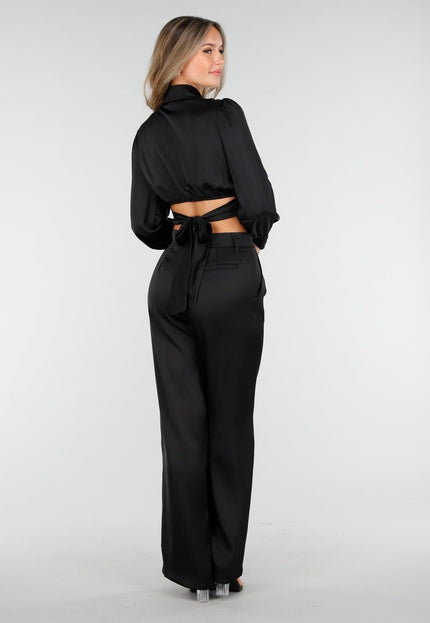 NEW030925 Zwarte Wide Leg Broek