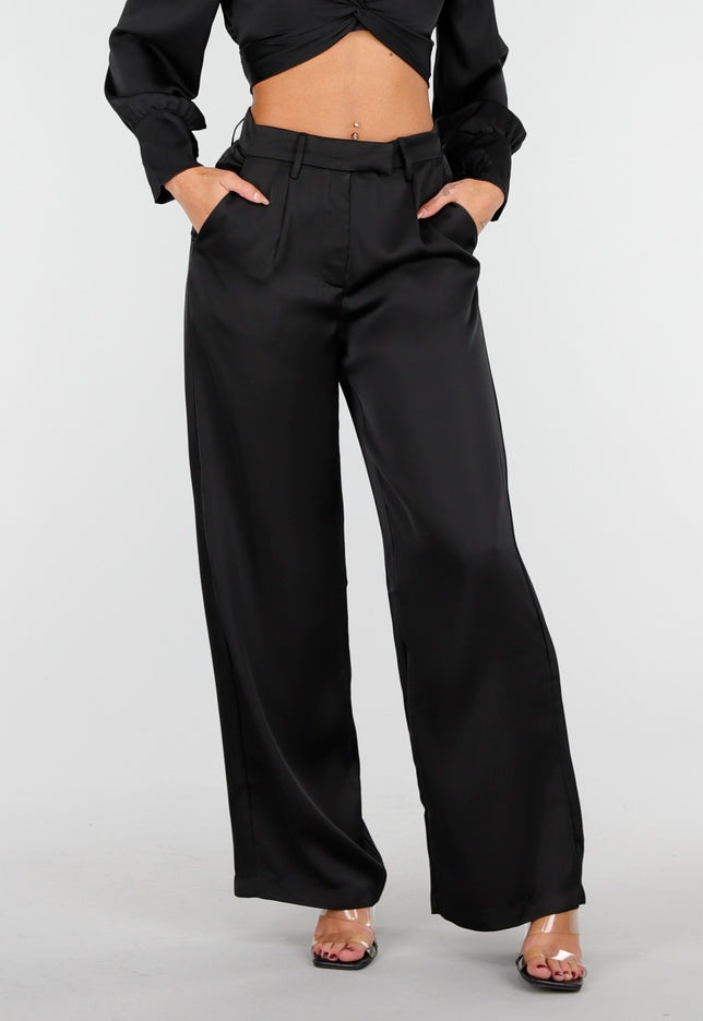 NEW030925 Zwarte Wide Leg Broek