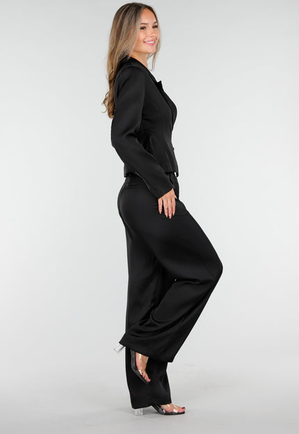 NEW030925 Zwarte Wide Leg Broek