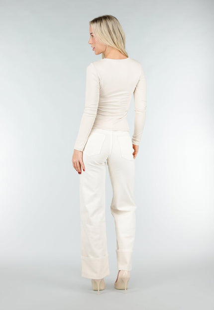 NEW031225 Beige Cut Out Top met Gouden Detail