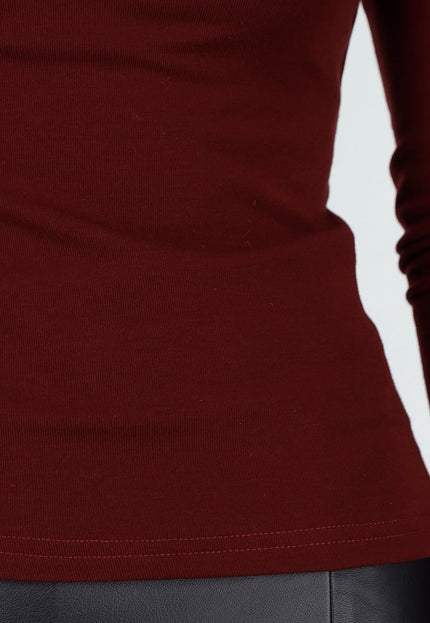 NEW031225 Bordeaux Col Stretch Top