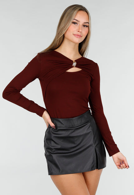 NEW031225 Bordeaux Cut Out Top