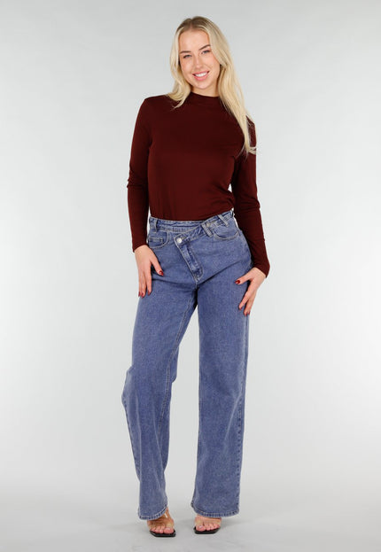 NEW031225 Bordeaux Lange Mouwen Stretch Top