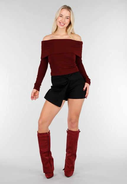 NEW031225 Bordeaux Off Shoulder Top