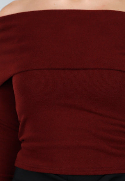NEW031225 Bordeaux Off Shoulder Top