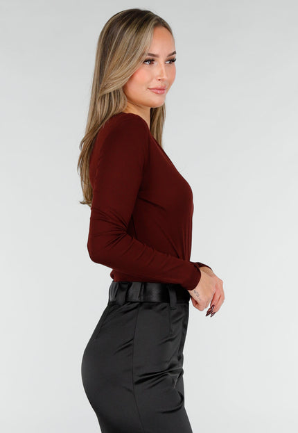 NEW031225 Bordeaux Wrap Stretch Bodysuit