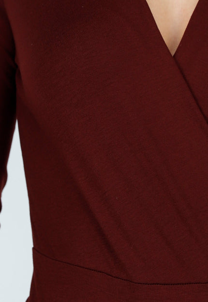 NEW031225 Bordeaux Wrap Stretch Bodysuit