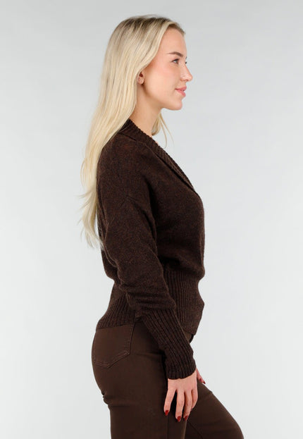 NEW031225 Bruine Gebreide Wrap Trui