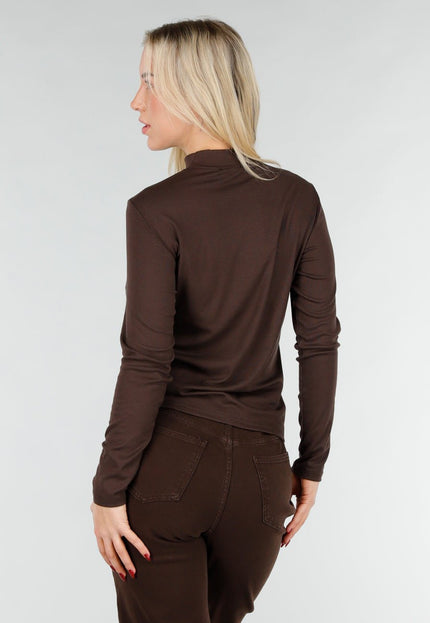 NEW031225 Bruine Lange Mouwen Stretch Top
