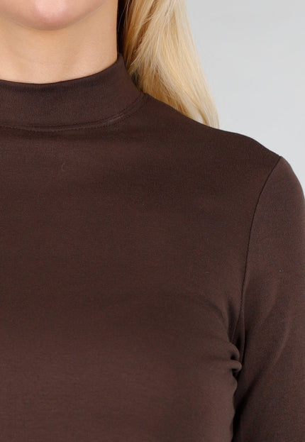 NEW031225 Bruine Lange Mouwen Stretch Top