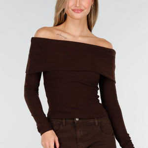 NEW031225 Bruine Off Shoulder Top