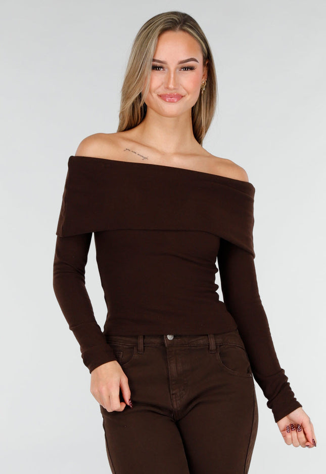 NEW031225 Bruine Off Shoulder Top