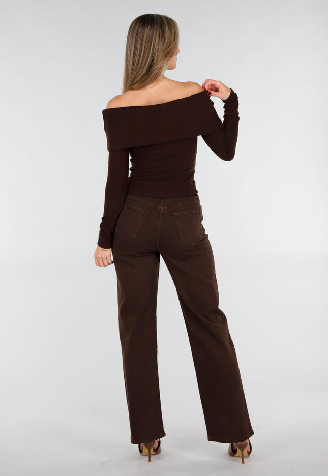 NEW031225 Bruine Off Shoulder Top