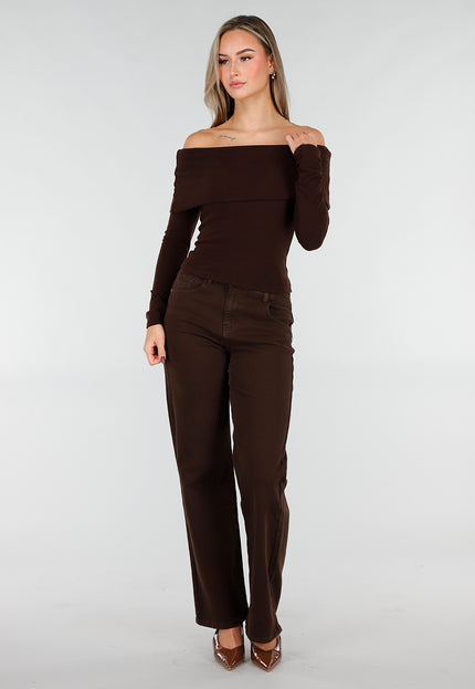NEW031225 Bruine Off Shoulder Top