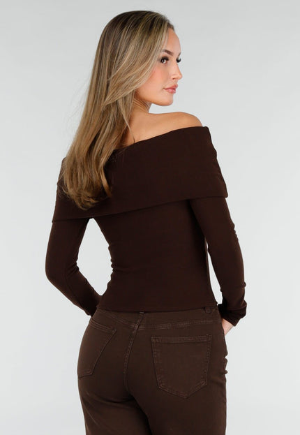 NEW031225 Bruine Off Shoulder Top