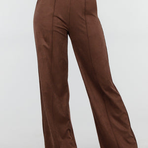 NEW031225 Bruine Straight Leg Suède Pantalon