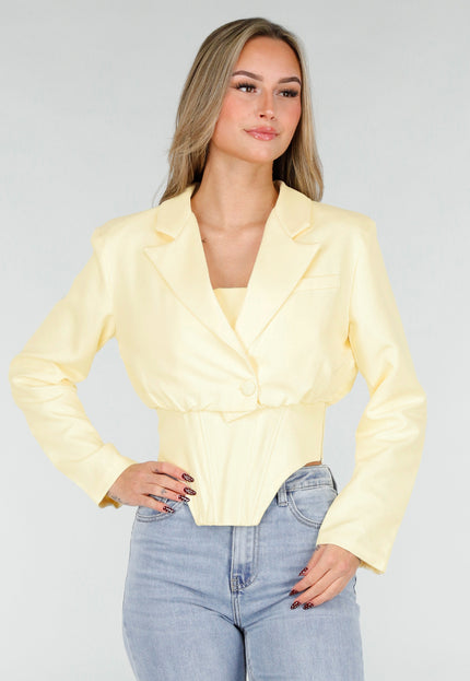 NEW031225 Butter Yellow Blazer en Top Set