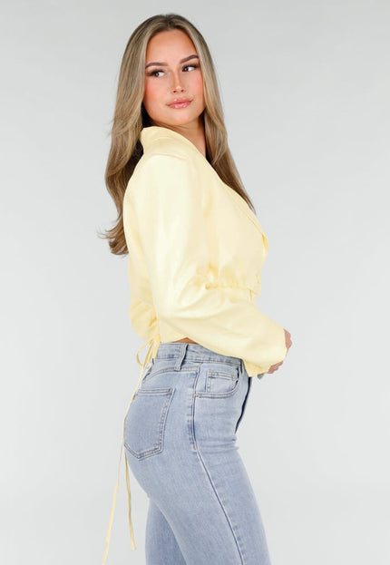 NEW031225 Butter Yellow Blazer en Top Set