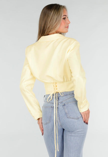NEW031225 Butter Yellow Blazer en Top Set