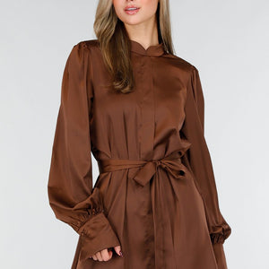 Donkerbruine Satijnen Jurk