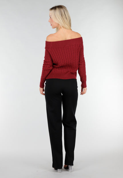 NEW031225 Donkerroze Off Shoulder Trui