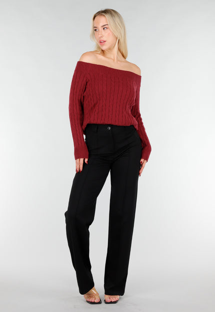 NEW031225 Donkerroze Off Shoulder Trui