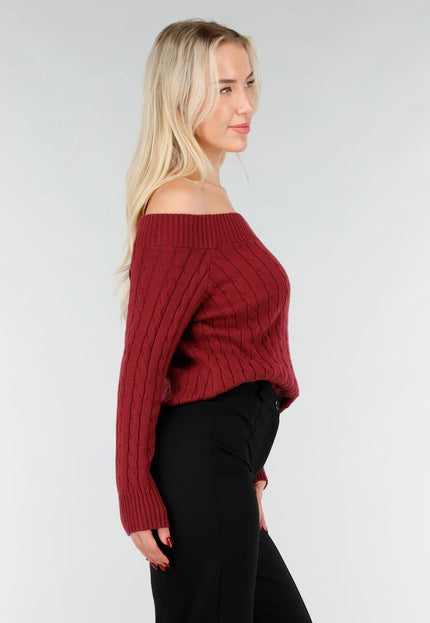 NEW031225 Donkerroze Off Shoulder Trui