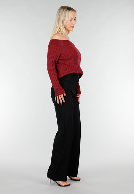 NEW031225 Donkerroze Off Shoulder Trui