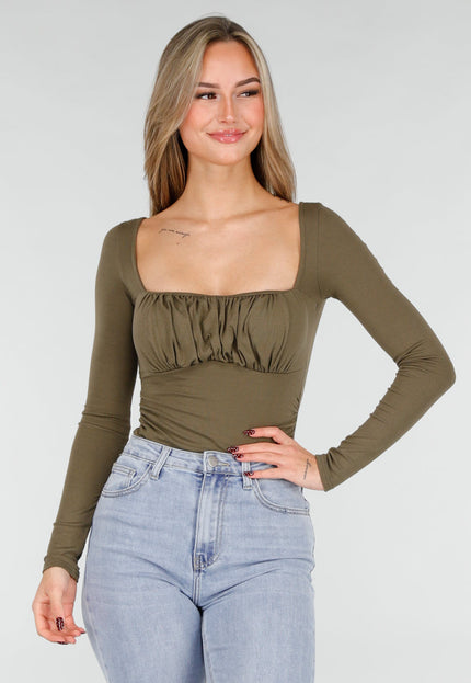 NEW031225 Khaki Push-Up Longsleeve Top