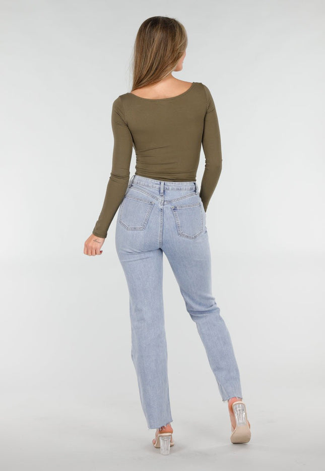 NEW031225 Khaki Push-Up Longsleeve Top