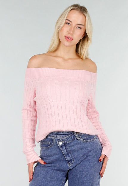 NEW031225 Lichtroze Off Shoulder Trui