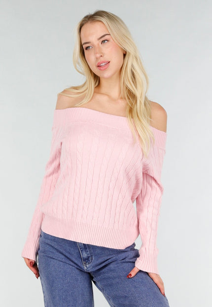 NEW031225 Lichtroze Off Shoulder Trui