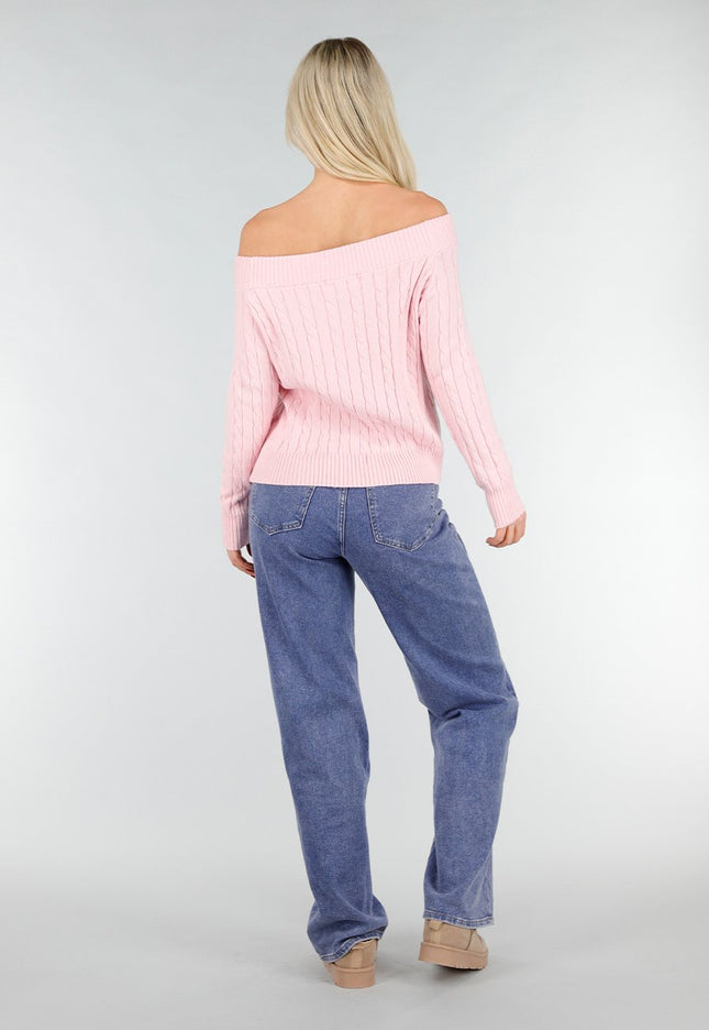 NEW031225 Lichtroze Off Shoulder Trui