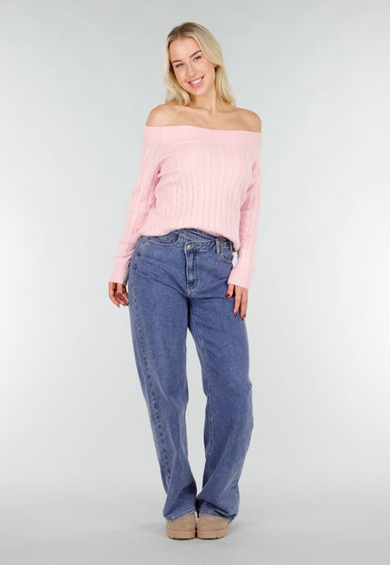 NEW031225 Lichtroze Off Shoulder Trui